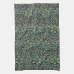 William Morris Ispahan Teal Green Floral Art Kitchen Towel