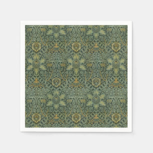 William Morris Ispahan Teal Green Floral Art Napkins