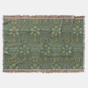 William Morris Ispahan Teal Green Floral Art Throw Blanket
