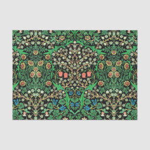 William Morris Jacobean Floral, Black Background Tissue Paper