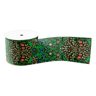 William Morris Jacobean Floral, Blackthorn Grosgrain Ribbon