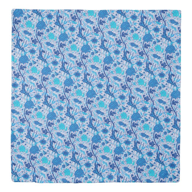 William Morris Jacobean Floral, Cobalt Blue Duvet Cover (Front)
