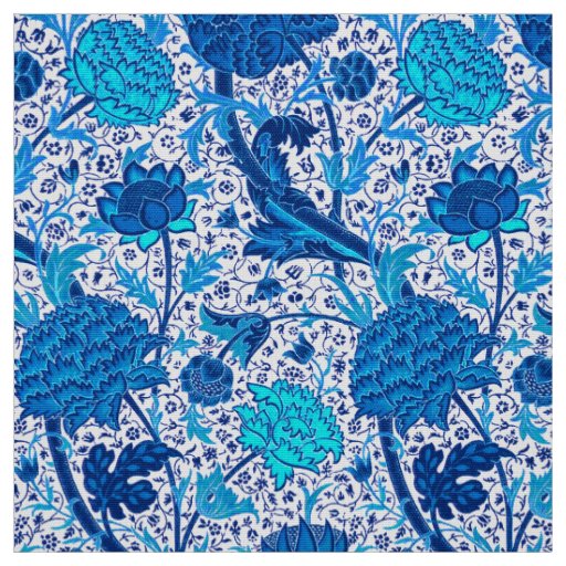 William Morris Jacobean Floral, Cobalt Blue Fabric