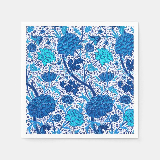 William Morris Jacobean Floral, Cobalt Blue Napkins (Front)