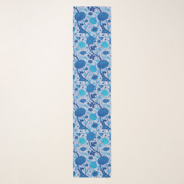 William Morris Jacobean Floral, Cobalt Blue Scarf (Front)