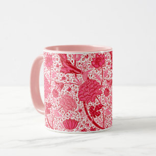 William Morris Jacobean Floral, Coral Pink Mug