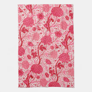 William Morris Jacobean Floral, Coral Pink Towel