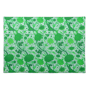 William Morris Jacobean Floral, Emerald Green Cloth Placemat