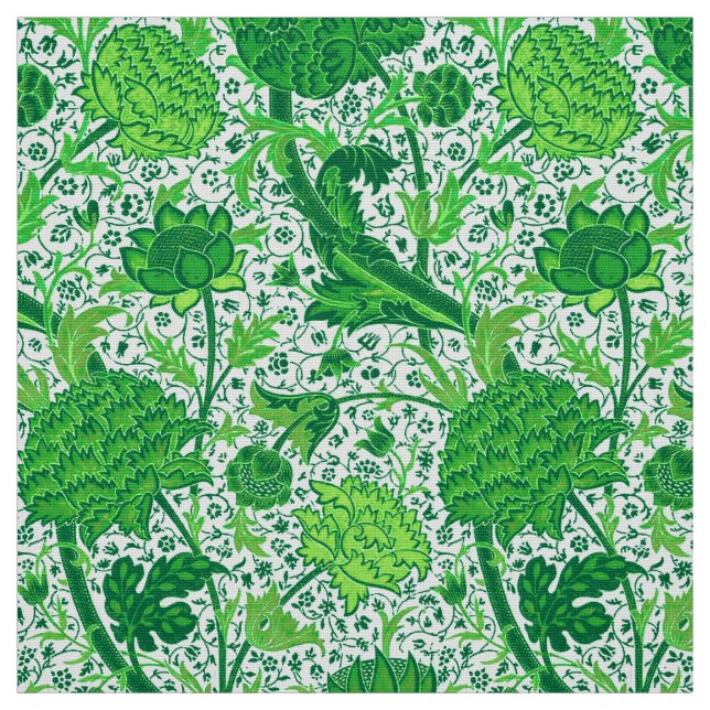 William Morris Jacobean Floral, Emerald Green Fabric (Swatch)
