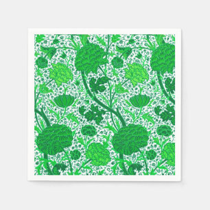 William Morris Jacobean Floral, Emerald Green Napkins