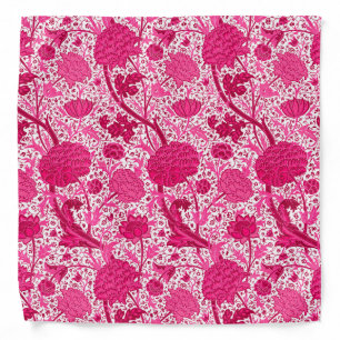William Morris Jacobean Floral, Fuchsia Pink Bandana