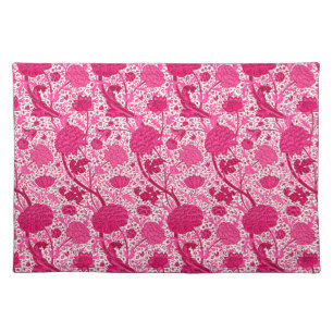 William Morris Jacobean Floral, Fuchsia Pink Cloth Placemat
