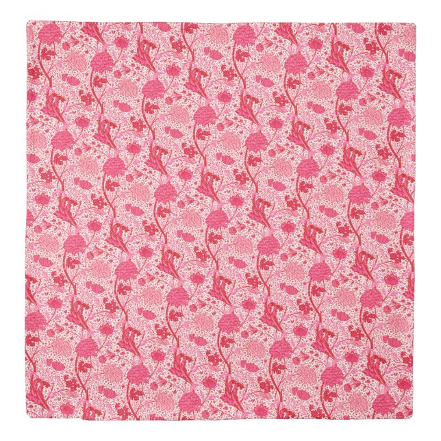 William Morris Jacobean Floral, Fuchsia Pink Duvet Cover (Front)
