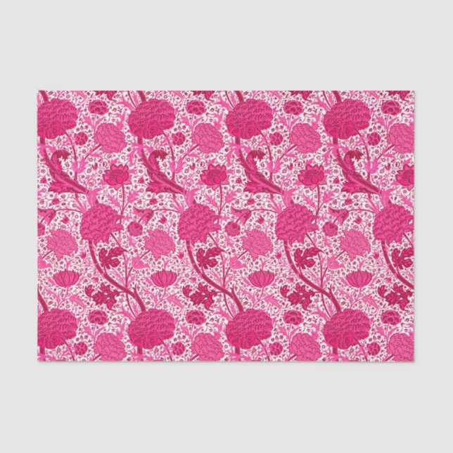 William Morris Jacobean Floral, Fuchsia Pink Tissue Paper (Front)