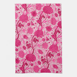 William Morris Jacobean Floral, Fuchsia Pink Towel
