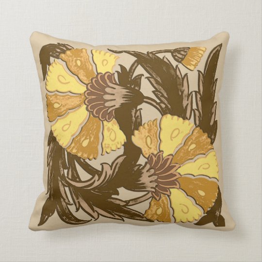 William Morris Jacobean Mustard Gold And Brown Throw Pillow