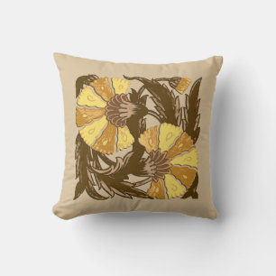 William Morris Jacobean, Mustard Gold and Brown Throw Pillow