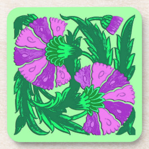William Morris Jacobean, Orchid Purple and Green Drink Coaster