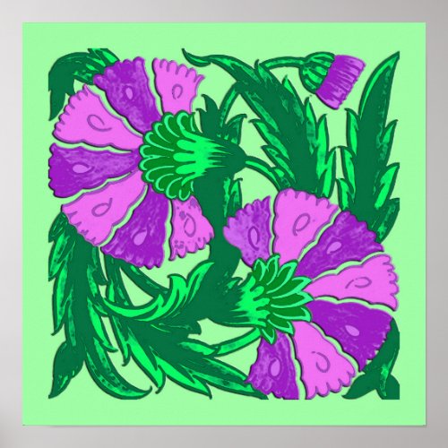 William Morris Jacobean Orchid Purple and Green Poster