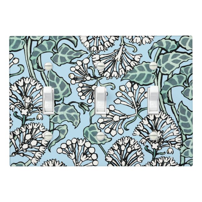William Morris Jasmine and Leaves Pattern Light Switch Cover (In Situ)