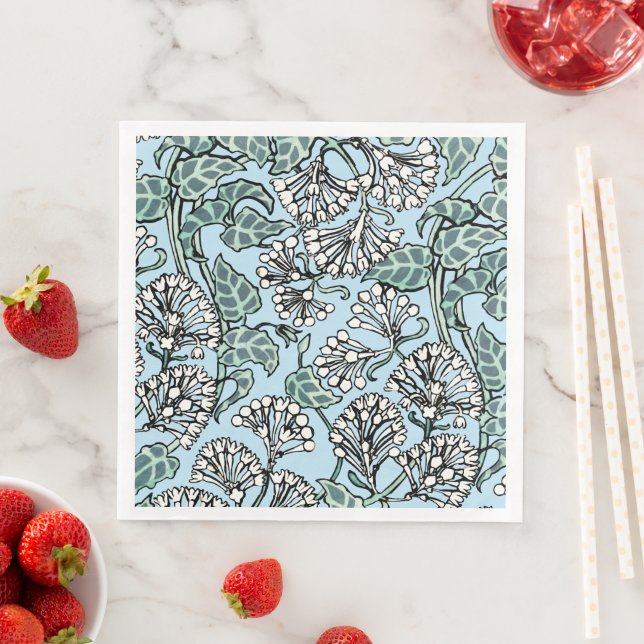 William Morris Jasmine and Leaves Pattern Paper Dinner Napkins (Insitu)