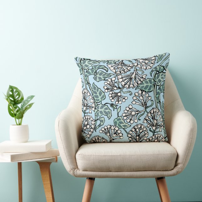 William Morris Jasmine and Leaves Pattern Throw Pillow (Chair)