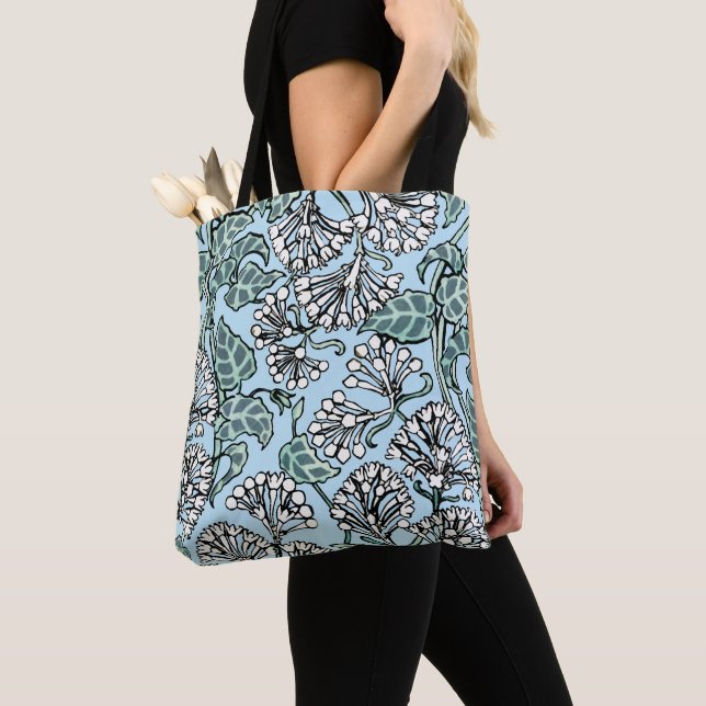 William Morris Jasmine and Leaves Pattern Tote Bag (Close Up)