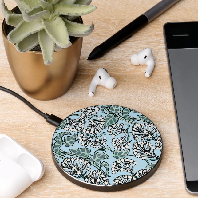 William Morris Jasmine and Leaves Pattern Wireless Charger (Desk 2)