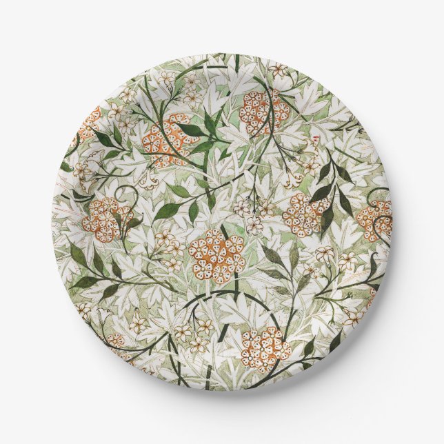 William Morris Jasmine Blossom Garden Design Paper Plates (Front)