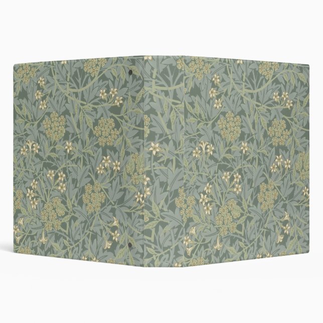 William Morris Jasmine Blue Green Botanical Art 3 Ring Binder (Background)