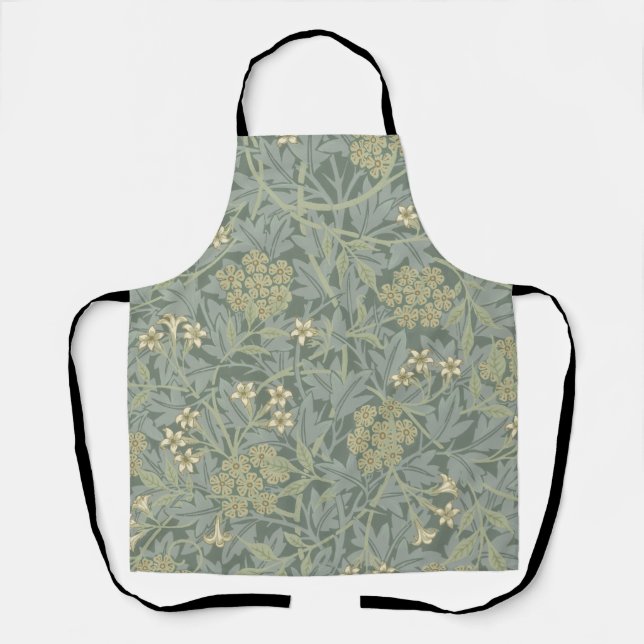 William Morris Jasmine Blue Green Botanical Art Apron (Front)