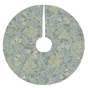 William Morris Jasmine Blue Green Botanical Art Brushed Polyester Tree Skirt
