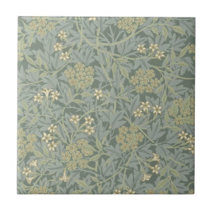 William Morris Jasmine Blue Green Botanical Art Ceramic Tile