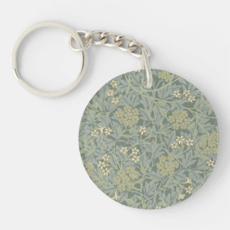 William Morris Jasmine Blue Green Botanical Art Keychain