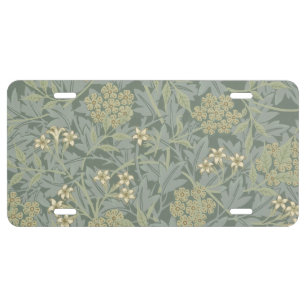 William Morris Jasmine Blue Green Botanical Art License Plate