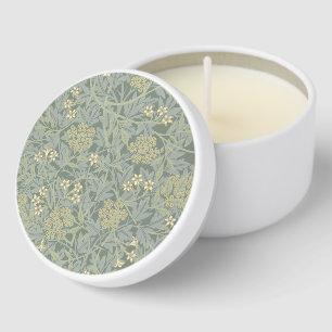 William Morris Jasmine Blue Green Botanical Art Mini Candle Favors