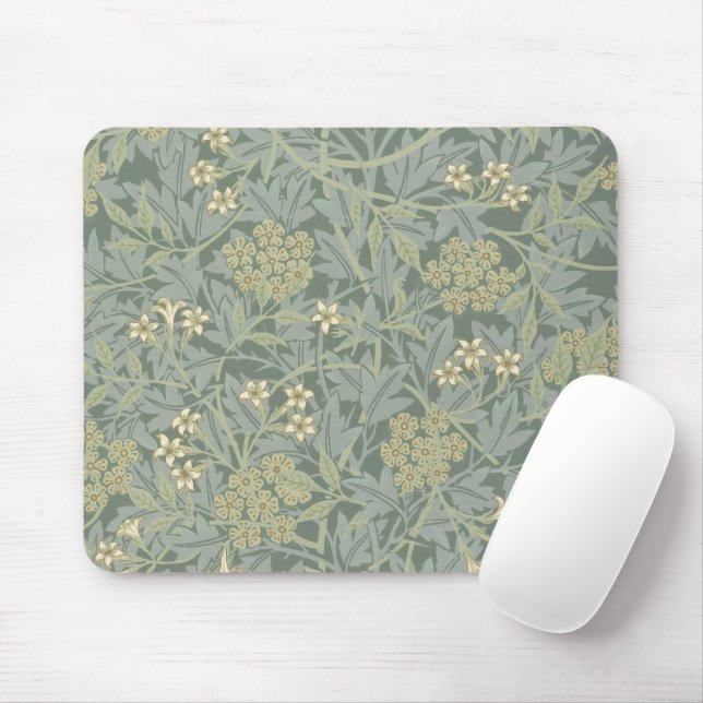 William Morris Jasmine Blue Green Botanical Art Mouse Pad (With Mouse)