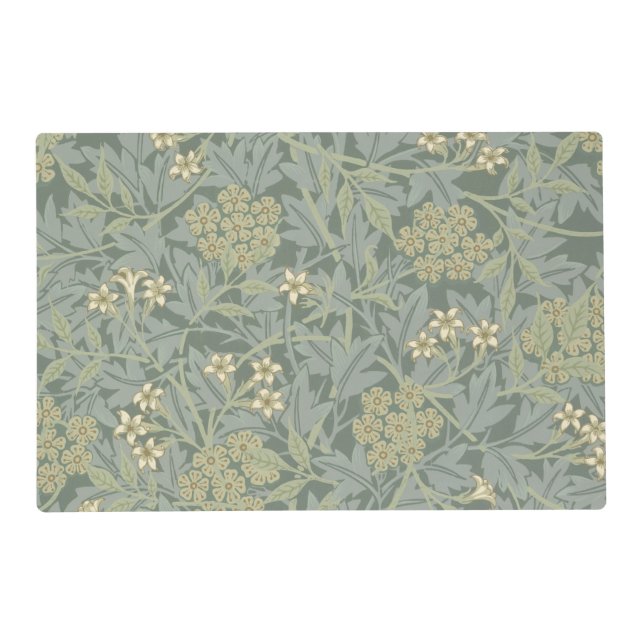 William Morris Jasmine Blue Green Botanical Art Placemat (Front)