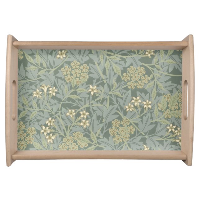 William Morris Jasmine Blue Green Botanical Art Serving Tray (Front)