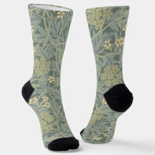 William Morris Jasmine Blue Green Botanical Art Socks