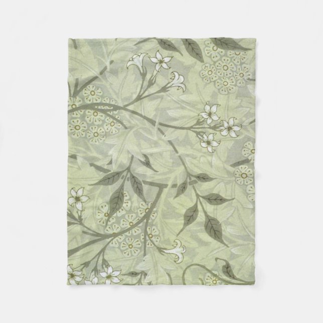 William Morris Jasmine Botanical Fleece Blanket (Front)