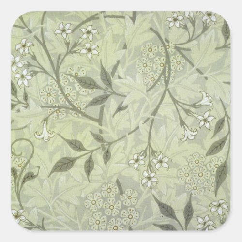 William Morris Jasmine Botanical Square Sticker