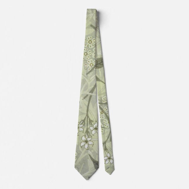 William Morris Jasmine Botanical Vintage Antique Neck Tie (Front)