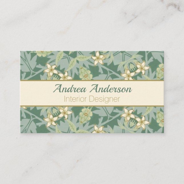 William Morris Jasmine Floral Business Card (Front)
