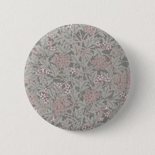 William Morris Jasmine Flower Pattern Button (Front)