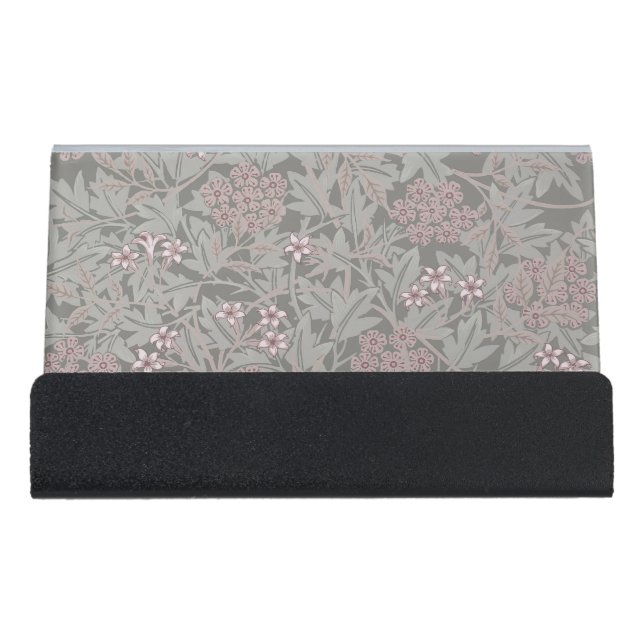 William Morris Jasmine Flower Pattern Desk Business Card Holder (Front)