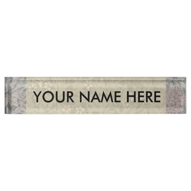 William Morris Jasmine Flower Pattern Desk Name Plate (Front)
