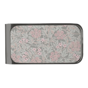 William Morris Jasmine Flower Pattern Gunmetal Finish Money Clip