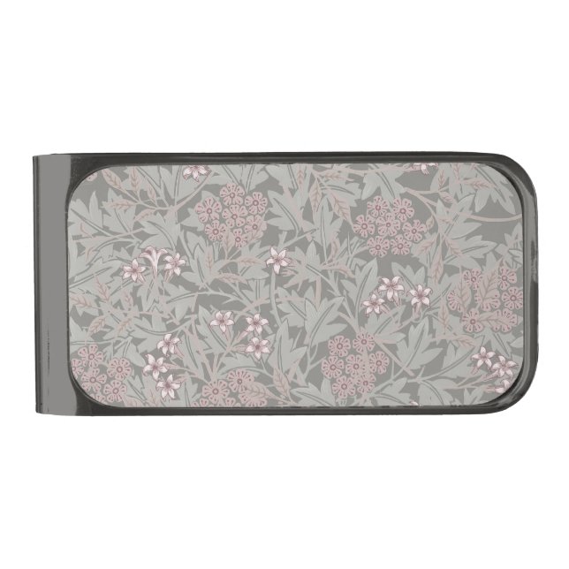 William Morris Jasmine Flower Pattern Gunmetal Finish Money Clip (Front)