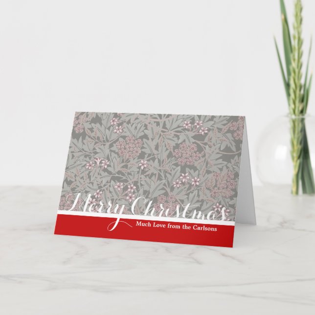 William Morris Jasmine Flower Pattern Holiday Card (Front)